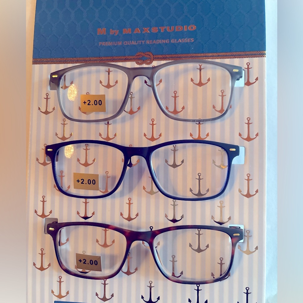 COPY - M by Max Studio 3 Pack Matte Readers Gray, Blue, T. brown +2.00